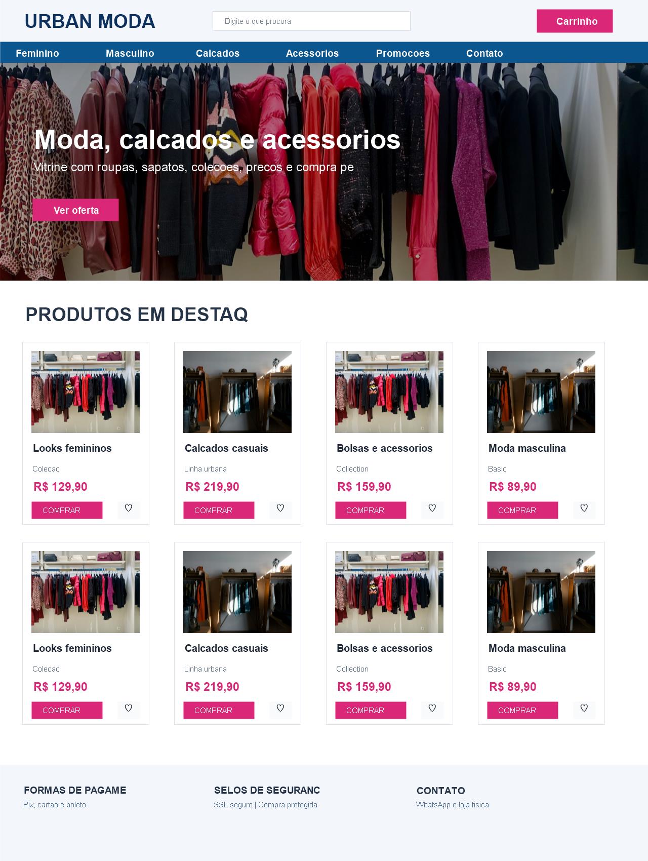 Demonstração funcional da loja Lume Modas