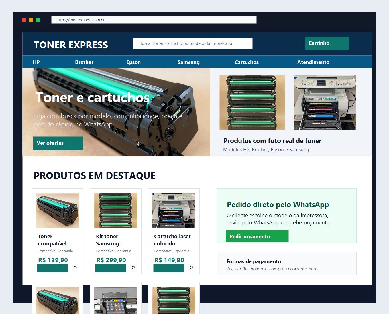 Modelo de loja virtual para toner e cartuchos